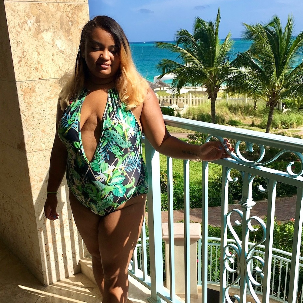 asos onepiece swimsuit Palm Print Gold Necklace 14